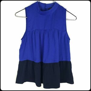BANANA REPUBLIC Sleeveless Flowy Top Blue & Black Color Block Size: X-Small Pet.
